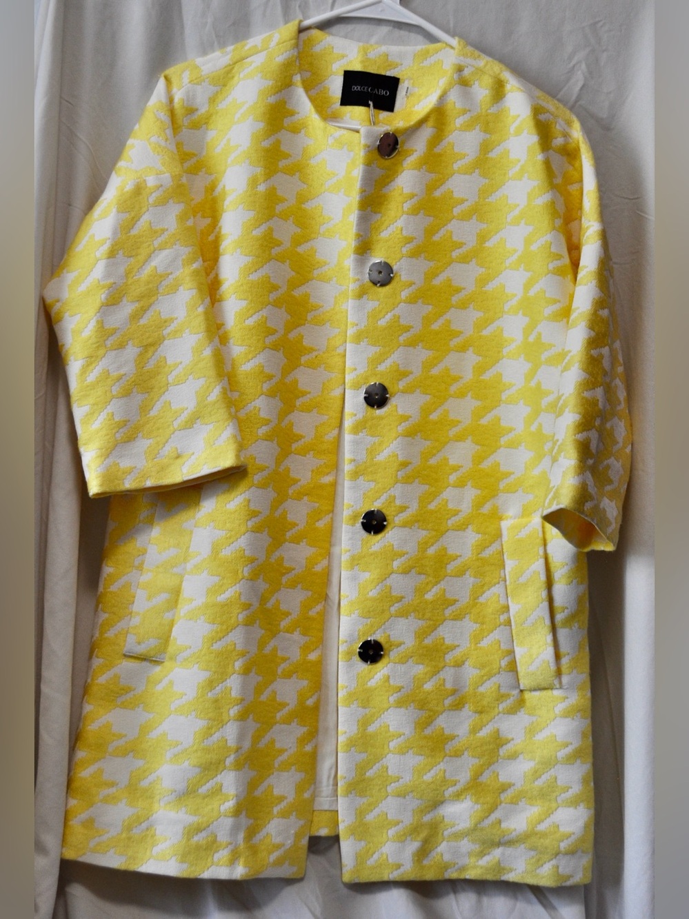 Dolce Cabo Yellow & White Houndstooth Coat